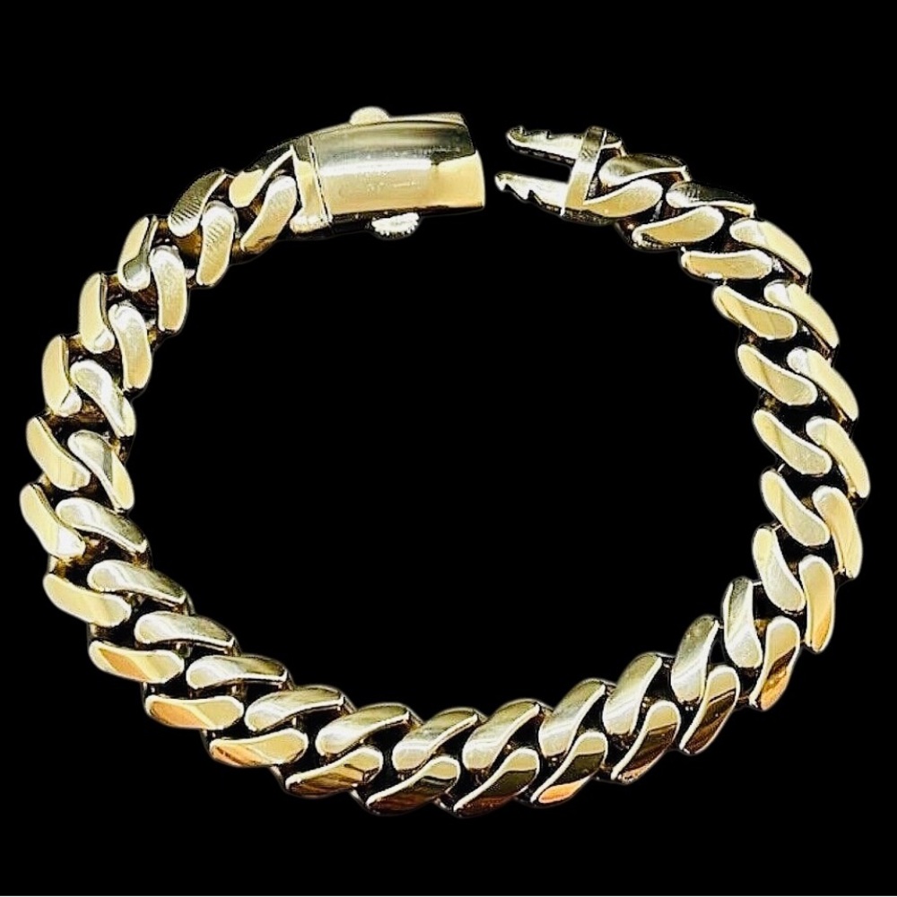 10k Pure Yellow Gold Royal Miami Cuban Link Bracelet 10mm Box Clasp 8.5" Long